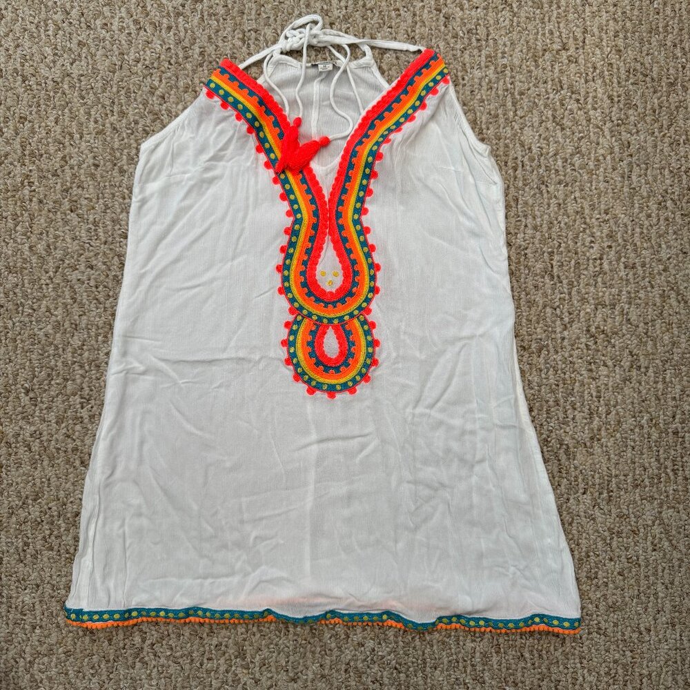 Francesca's Women's Swimwear‎ Embroidery Tunic White Size M